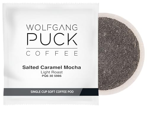 Wolfgang Puck Coffee, Salted Caramel Mocha Coffee, 9.5 Gram Pods, 18 Count