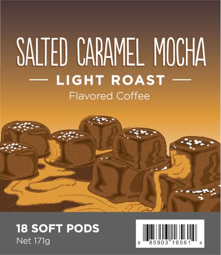 Wolfgang Puck Coffee, Salted Caramel Mocha Coffee, 9.5 Gram Pods, 18 Count