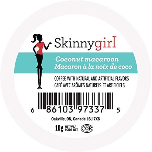 Skinnygirl Flavored Coffee Pods, Coconut Macaroon, Coconut Coffee, Single Serve Coffee for Keurig K Cups Machines, Hot or Iced Coffee, Medium Roast Coffee in Recyclable Pods, 24 Count