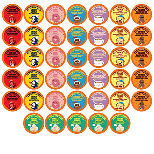 Java Factory Flavored Coffee Pods, Assorted Sampler, Variety Pack, Compatible with K Cup Brewers Including 2.0, 40 Count