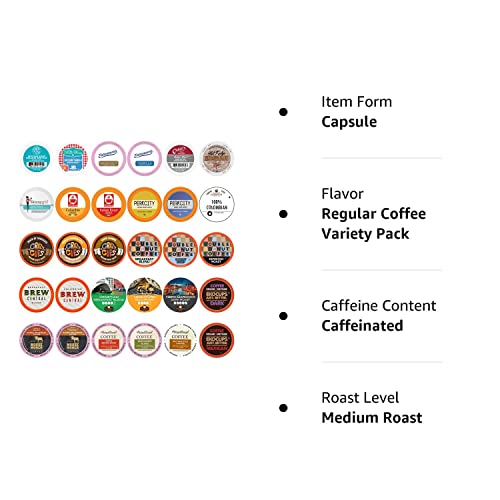 Crazy Cups Custom Variety Pack Sampler, Assorted Single Serve Pods for Keurig K Cups Makers, Coffee, 30 Count