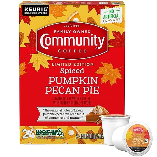 Community Coffee Spiced Pumpkin Pecan Pie Flavored 24 Count Coffee Pods, Medium Roast Compatible with Keurig 2.0 K-Cup Brewers, 24 Count (Pack of 1)