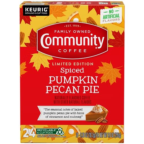 Community Coffee Spiced Pumpkin Pecan Pie Flavored 24 Count Coffee Pods, Medium Roast Compatible with Keurig 2.0 K-Cup Brewers, 24 Count (Pack of 1)