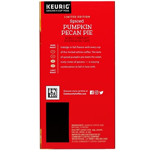Community Coffee Spiced Pumpkin Pecan Pie Flavored 24 Count Coffee Pods, Medium Roast Compatible with Keurig 2.0 K-Cup Brewers, 24 Count (Pack of 1)