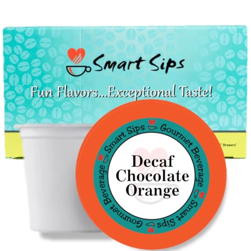 Smart Sips, Decaf Chocolate Orange Coffee, Medium Roast, Decaffeinated Gourmet Flavored Coffee Single Serve Pods for Keurig K-Cup Brewers, 24 Count
