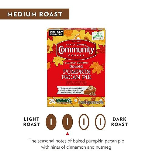 Community Coffee Spiced Pumpkin Pecan Pie Flavored 24 Count Coffee Pods, Medium Roast Compatible with Keurig 2.0 K-Cup Brewers, 24 Count (Pack of 1)