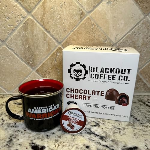 Blackout Coffee Chocolate Cherry Flavored Coffee Pods, K Cup Compatible, 18 Count Single-Serve Coffee Pods