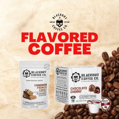 Blackout Coffee Chocolate Cherry Flavored Coffee Pods, K Cup Compatible, 18 Count Single-Serve Coffee Pods