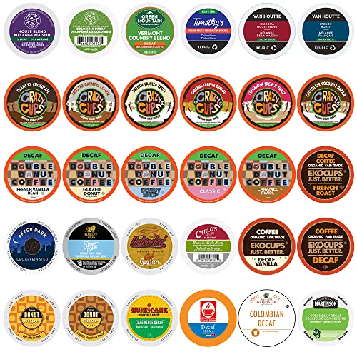 Decaf Coffee Pods Variety Pack, Decaf Coffee Pods For Keurig Coffee Maker, Single Serve Decaffeinated Unflavored And Flavored Coffee Pods For K Cup Brewers, 30 Count