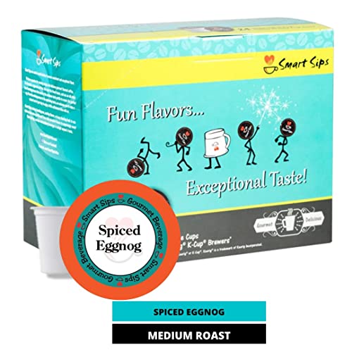 Smart Sips, Spiced Eggnog Coffee, Medium Roast, Gourmet Flavored Coffee Single Serve Pods for Keurig K-Cup Brewers, 24 Count