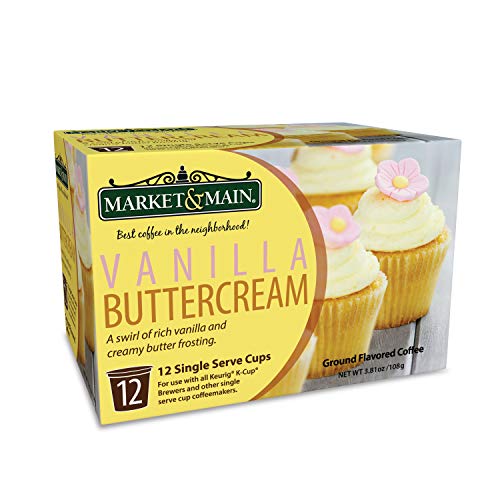 Market & Main OneCup, Vanilla Buttercream, Compatible with Keurig K-cup Brewers, 12 Count