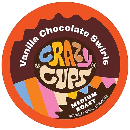 Crazy Cups Vanilla Chocolate Swirls Coffee Pods, Flavored Coffee Pods In Single Serve Cups Compatible With Keurig K Cups Machine, 22 Count