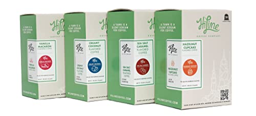 HiLine Espresso Flavored Coffee Pods Variety Pack, 20 Count (Pack of 4), Single Cup Espresso Capsules, Compatible with Nespresso Original Brewers, Vanilla, Caramel, Coconut, & Hazelnut