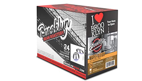 Brooklyn Beans Flavored Coffee Pods, Compatible with 2.0 KCup Brewers, Maple Sleigh, 24 Count