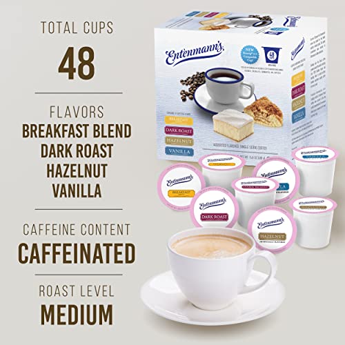 PALM AND PLENTY Flavored K Cups Coffee & Sugar Bundle | Entenmann's Assorted 48 Count K Cup Flavored Coffee Pods Compatible with Keurig + 12 White Sugar Packets (Asst 48)