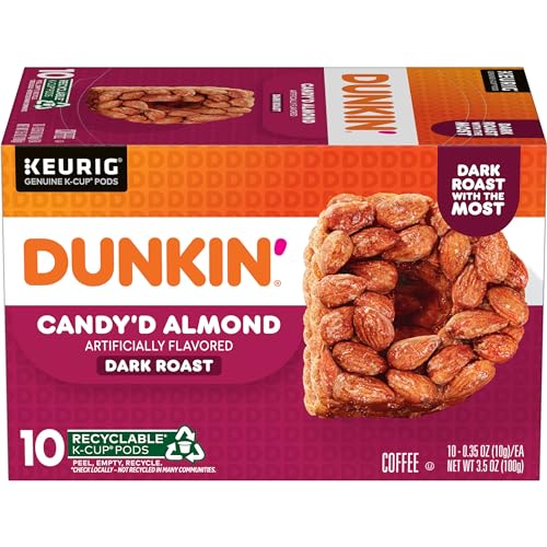 Dunkin' Candy'd Almond Dark Roast Flavored Coffee, 10 Keurig K-Cup Pods