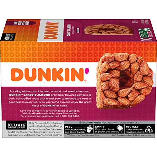 Dunkin' Candy'd Almond Dark Roast Flavored Coffee, 10 Keurig K-Cup Pods