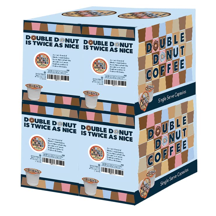 Double Donut Flavored Coffee Pods, Vanilla Bean Coffee, Single Serve Coffee For Keurig K Cups Machines, Medium Roast Coffee, Vanilla Coffee in Recyclable Pods, Hot or Iced Coffee, 96 Count Value Pack