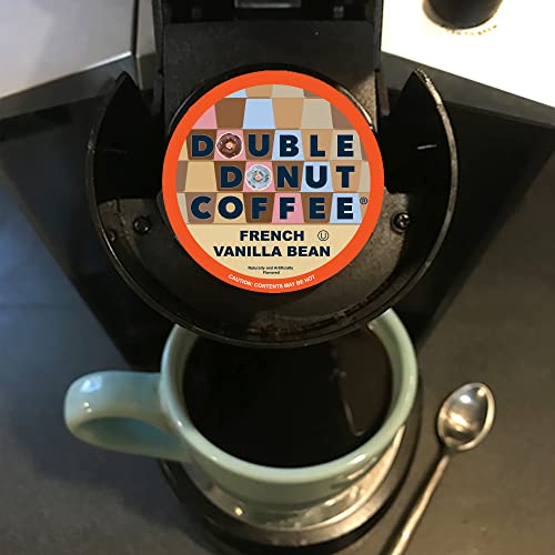 Double Donut Flavored Coffee Pods, Vanilla Bean Coffee, Single Serve Coffee For Keurig K Cups Machines, Medium Roast Coffee, Vanilla Coffee in Recyclable Pods, Hot or Iced Coffee, 96 Count Value Pack