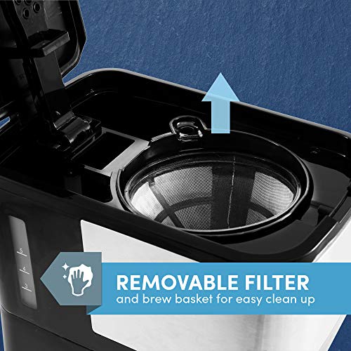 Elite Gourmet EHC9420 Automatic Brew & Drip Coffee Maker with Pause N Serve Reusable Filter, On/Off Switch, Water Level Indicator, Stainless Steel