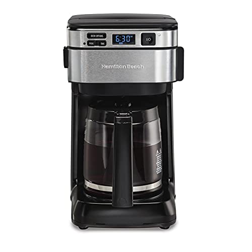 Hamilton Beach Programmable Coffee Maker, 12 Cups, Front Access Easy Fill, Pause & Serve, 3 Brewing Options, Black (46310)
