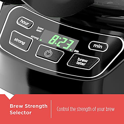 BLACK+DECKER CM1110B Programable 12-Cup Coffee Maker, Easy Pour, Non-Drip Carafe with Removable Filter Basket, Black