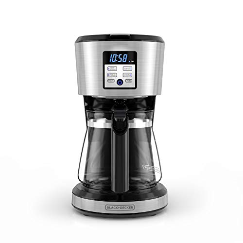 BLACK+DECKER 12-Cup Programmable Coffee Maker, Stainless,Silver