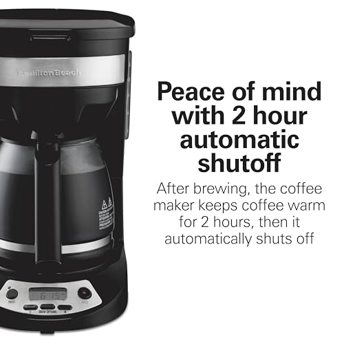 Hamilton Beach 12 Cup Programmable Drip Coffee Maker with 3 Brew Options, Glass Carafe, Auto Pause and Pour, Black with Stainless Accents (46299)