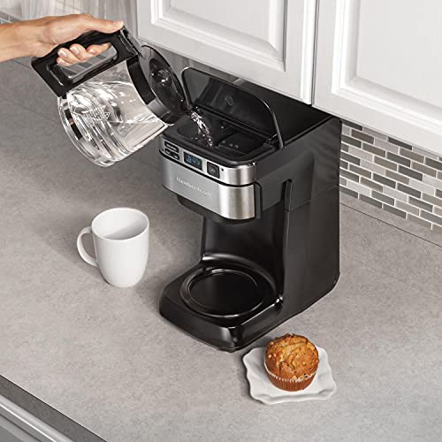 Hamilton Beach Programmable Coffee Maker, 12 Cups, Front Access Easy Fill, Pause & Serve, 3 Brewing Options, Black (46310)