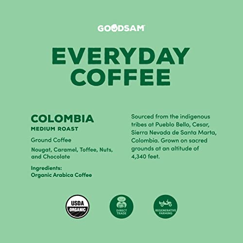 GoodSAM Organic Colombian Medium Roast Ground Coffee 2lb