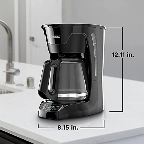 BLACK+DECKER CM1110B Programable 12-Cup Coffee Maker, Easy Pour, Non-Drip Carafe with Removable Filter Basket, Black