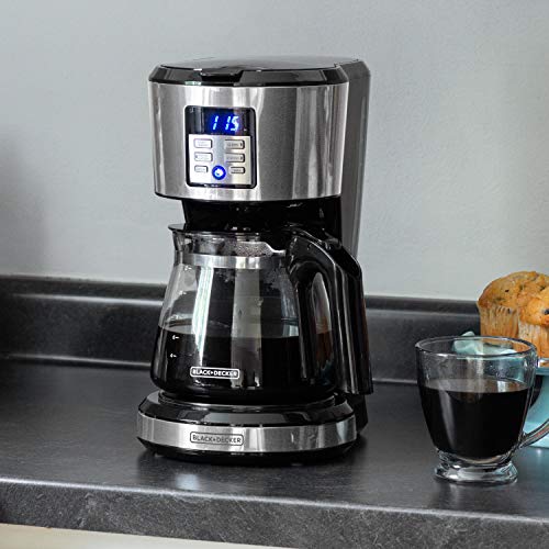 BLACK+DECKER 12-Cup Programmable Coffee Maker, Stainless,Silver