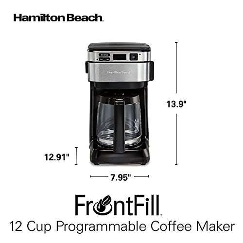 Hamilton Beach Programmable Coffee Maker, 12 Cups, Front Access Easy Fill, Pause & Serve, 3 Brewing Options, Black (46310)