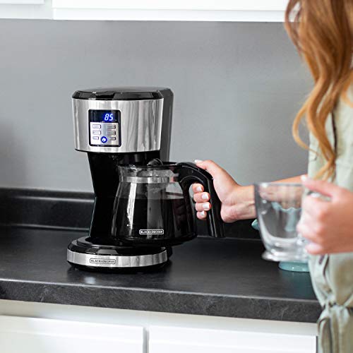 BLACK+DECKER 12-Cup Programmable Coffee Maker, Stainless,Silver