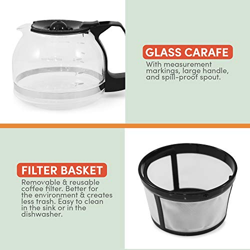 Elite Gourmet EHC-5055# Automatic Brew & Drip Coffee Maker with Pause N Serve Reusable Filter, On/Off Switch, Water Level Indicator, Black