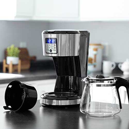 BLACK+DECKER 12-Cup Programmable Coffee Maker, Stainless,Silver