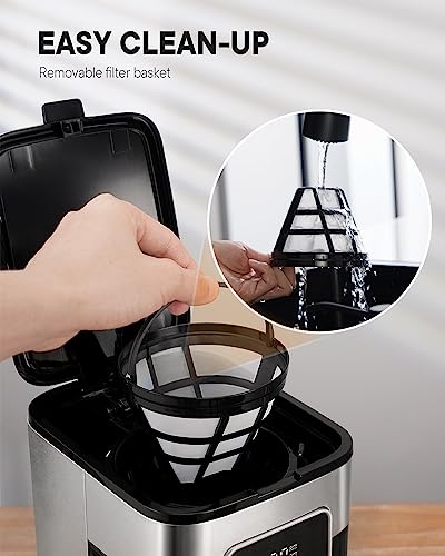 SHARDOR Programmable Coffee Maker with 8-Cup Thermal Carafe, Touch-Screen Drip Coffee Machine with Timer, Regular & Strong Brew, Pause & Serve, Auto Shut Off, Black & Stainless Steel