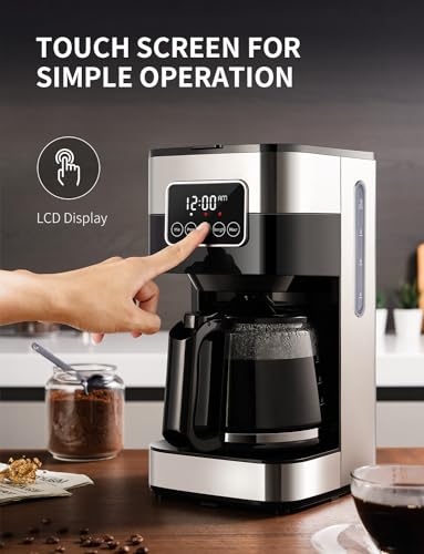 SHARDOR Coffee Maker Programmable Drip Coffee Machine with Timer, 10 Cups Coffee Pot with Auto Shut-Off, Home & Office, Glass Carafe & Reusable Filter, Stainless Steel
