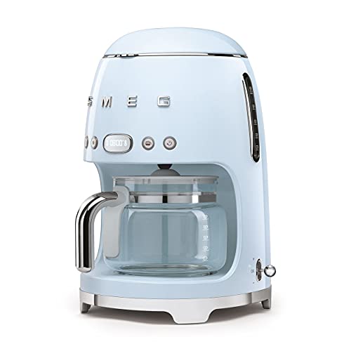 Smeg 50's Retro Style Aesthetic Drip Filter Coffee Machine, 10 cups, Pastel Blue