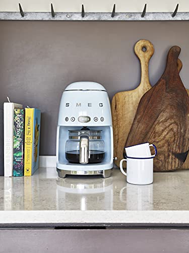 Smeg 50's Retro Style Aesthetic Drip Filter Coffee Machine, 10 cups, Pastel Blue