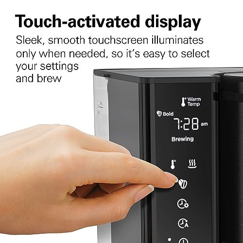 Hamilton Beach 14 Cup Programmable Coffee Maker with Easy Measure Light Up Reusable Filter, Removable 70 Oz. Water Reservoir, Black and Stainless Steel