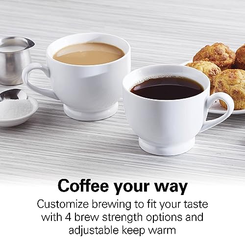 Hamilton Beach 14 Cup Programmable Coffee Maker with Easy Measure Light Up Reusable Filter, Removable 70 Oz. Water Reservoir, Black and Stainless Steel