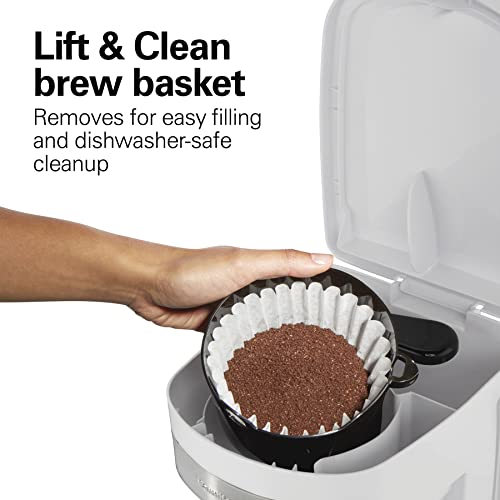 Hamilton Beach 12 Cup Programmable Drip Coffee Maker with 3 Brew Options, Glass Carafe, Auto Pause and Pour, White (46294)