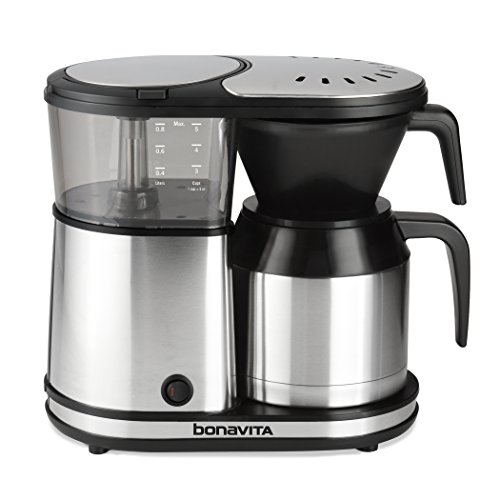 Bonavita 5 Cup Drip Coffee Maker Machine, One-Touch Pour Over Brewing w/Double Wall Thermal Carafe, SCA Certified, 1100 Watt, BPA Free, Dishwasher Safe, Stainless Steel, BV1500TS