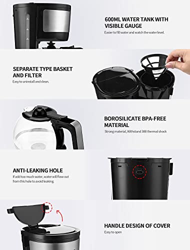 Gevi 4-Cup Coffee Maker, Small Drip Coffee maker