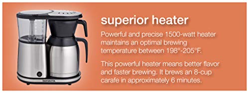 Bonavita 5 Cup Drip Coffee Maker Machine, One-Touch Pour Over Brewing w/Double Wall Thermal Carafe, SCA Certified, 1100 Watt, BPA Free, Dishwasher Safe, Stainless Steel, BV1500TS