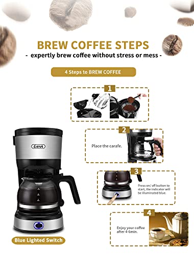 Gevi 4-Cup Coffee Maker, Small Drip Coffee maker