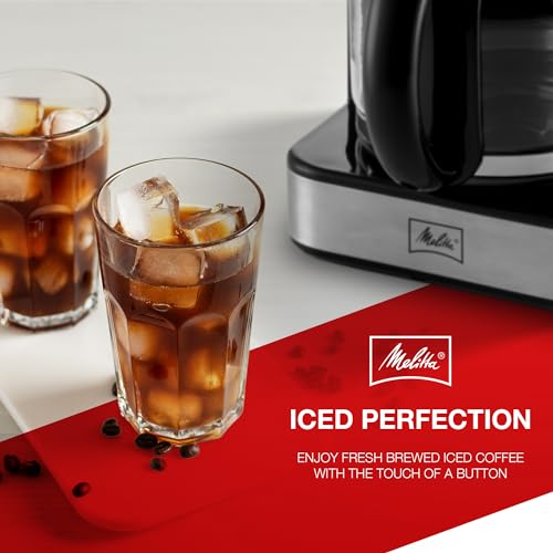 Melitta Aroma Tocco PLUS Programmable Stainless Steel Coffee Maker | 12-Cup Glass Carafe | LCD display, Touch-Screen Drip Coffee Machine with touch & Aroma control | For both Iced & Hot Drip Coffee.