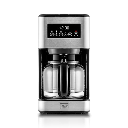 Melitta Aroma Tocco PLUS Programmable Stainless Steel Coffee Maker | 12-Cup Glass Carafe | LCD display, Touch-Screen Drip Coffee Machine with touch & Aroma control | For both Iced & Hot Drip Coffee.