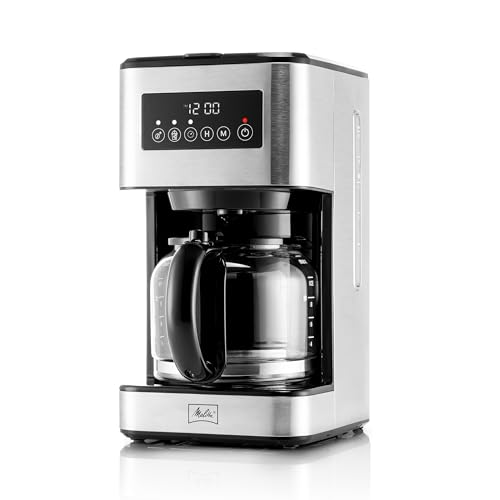 Melitta Aroma Tocco PLUS Programmable Stainless Steel Coffee Maker | 12-Cup Glass Carafe | LCD display, Touch-Screen Drip Coffee Machine with touch & Aroma control | For both Iced & Hot Drip Coffee.